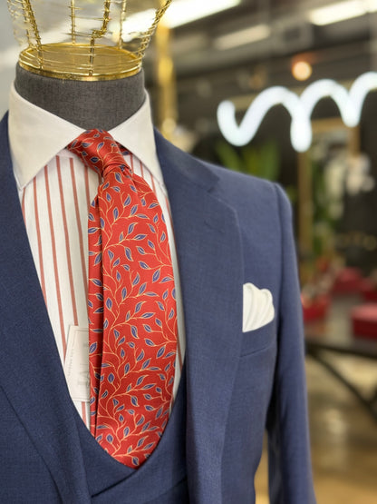 Necktie Brick Red floral tie