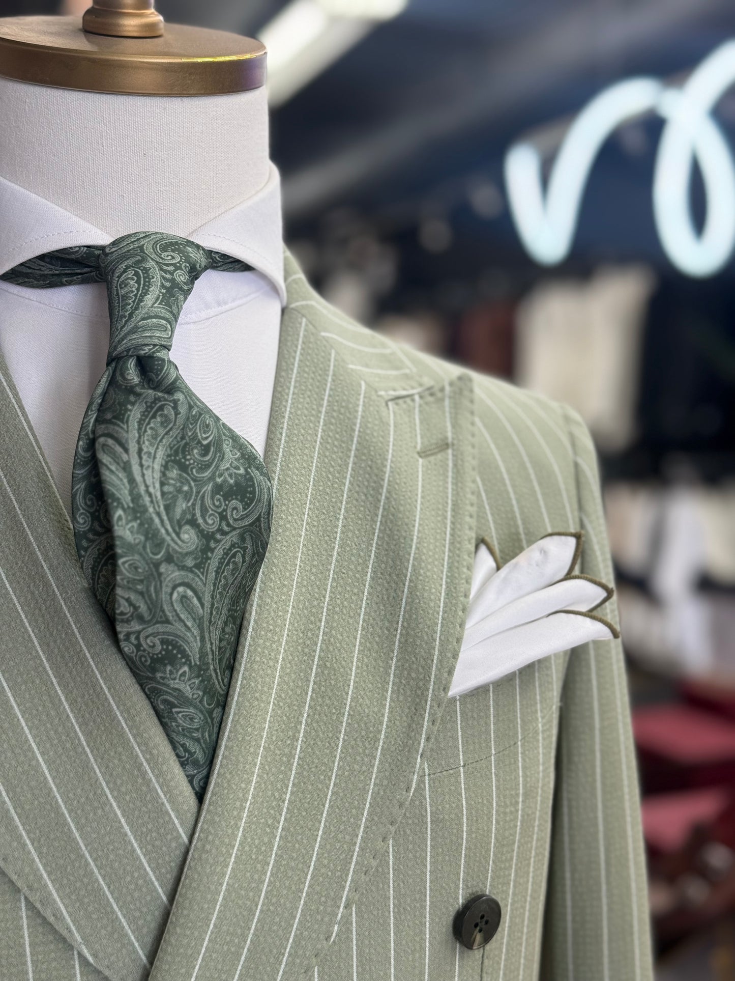 Necktie Green Paisley