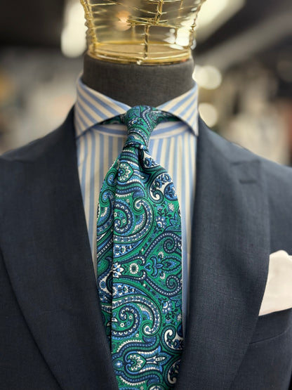 Necktie Big Paisley Green & Blue