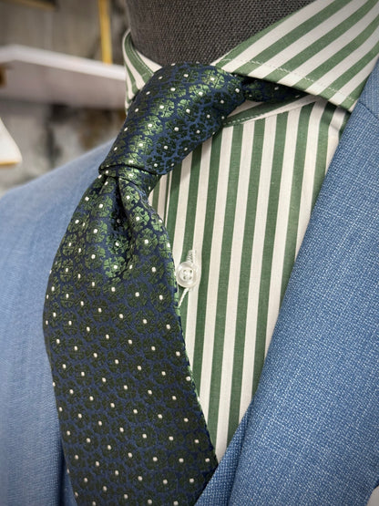 Necktie Hunter Green and Navy geometrical floral