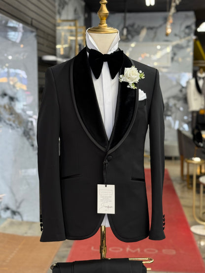 Black Shawl Lapel Velvet Edition