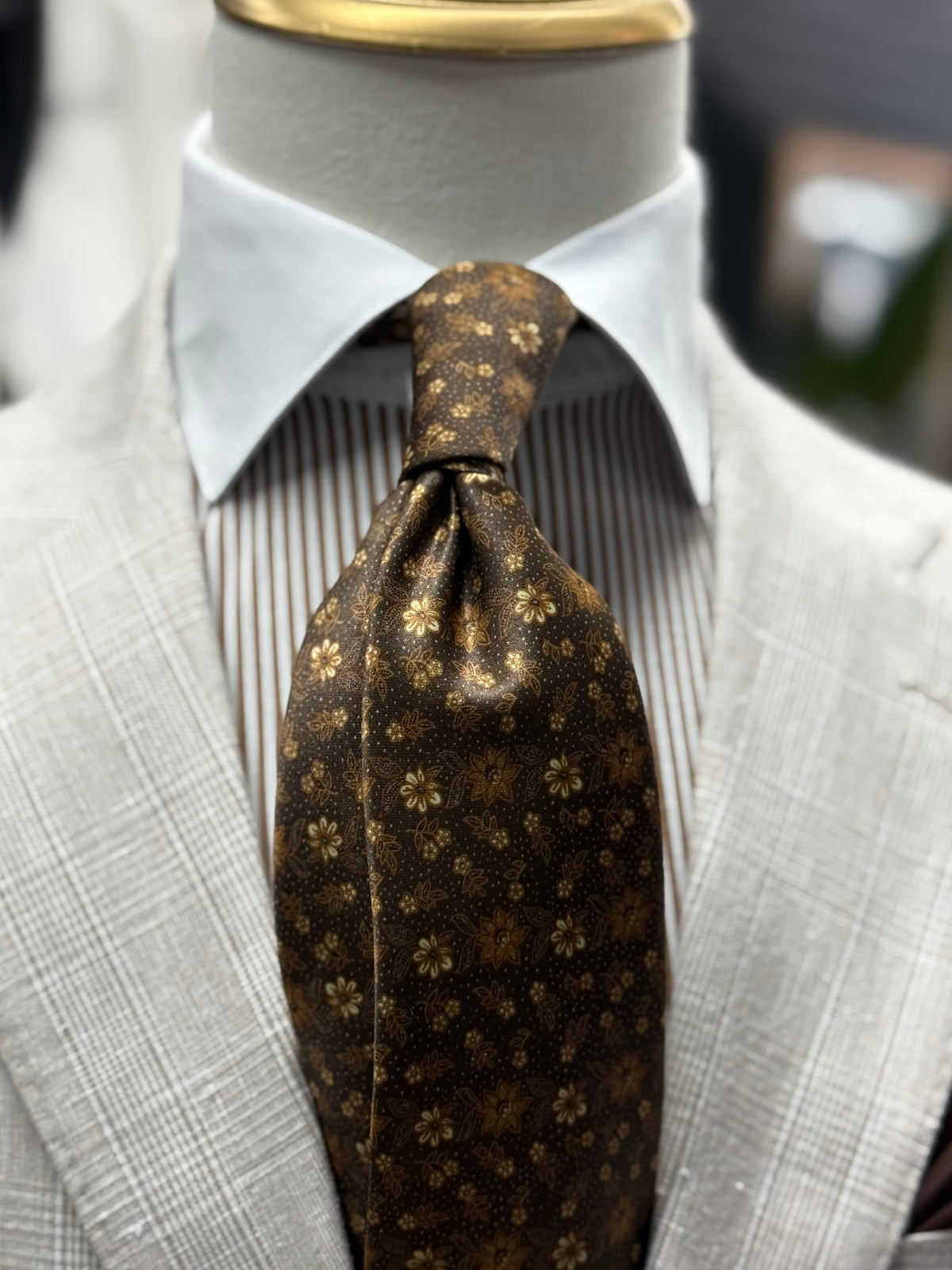 Necktie Floral Brown & Gold