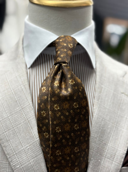 Necktie Floral Brown & Gold