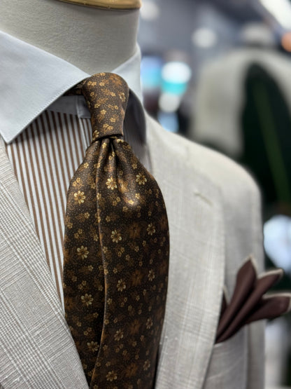 Necktie Floral Brown & Gold