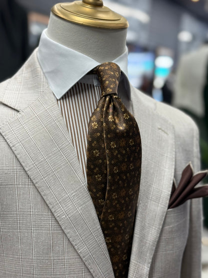 Necktie Floral Brown & Gold