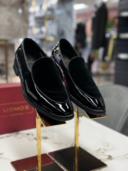 UOMOS Loafers Black Velvet & pure patent leather Tuxedo