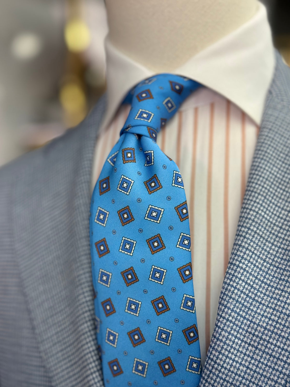 Necktie Geometric L Blue