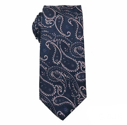 Necktie Navy and Pink pale paisley