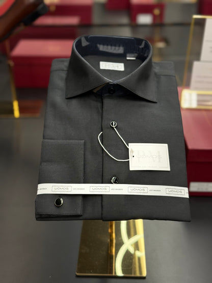 Tuxedo Black pique cotton tuxedo shirt slim fit