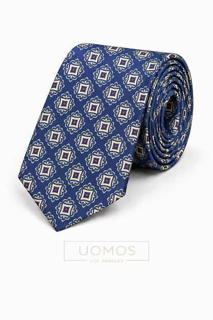 Necktie Medallion Royal Blue and Red dots