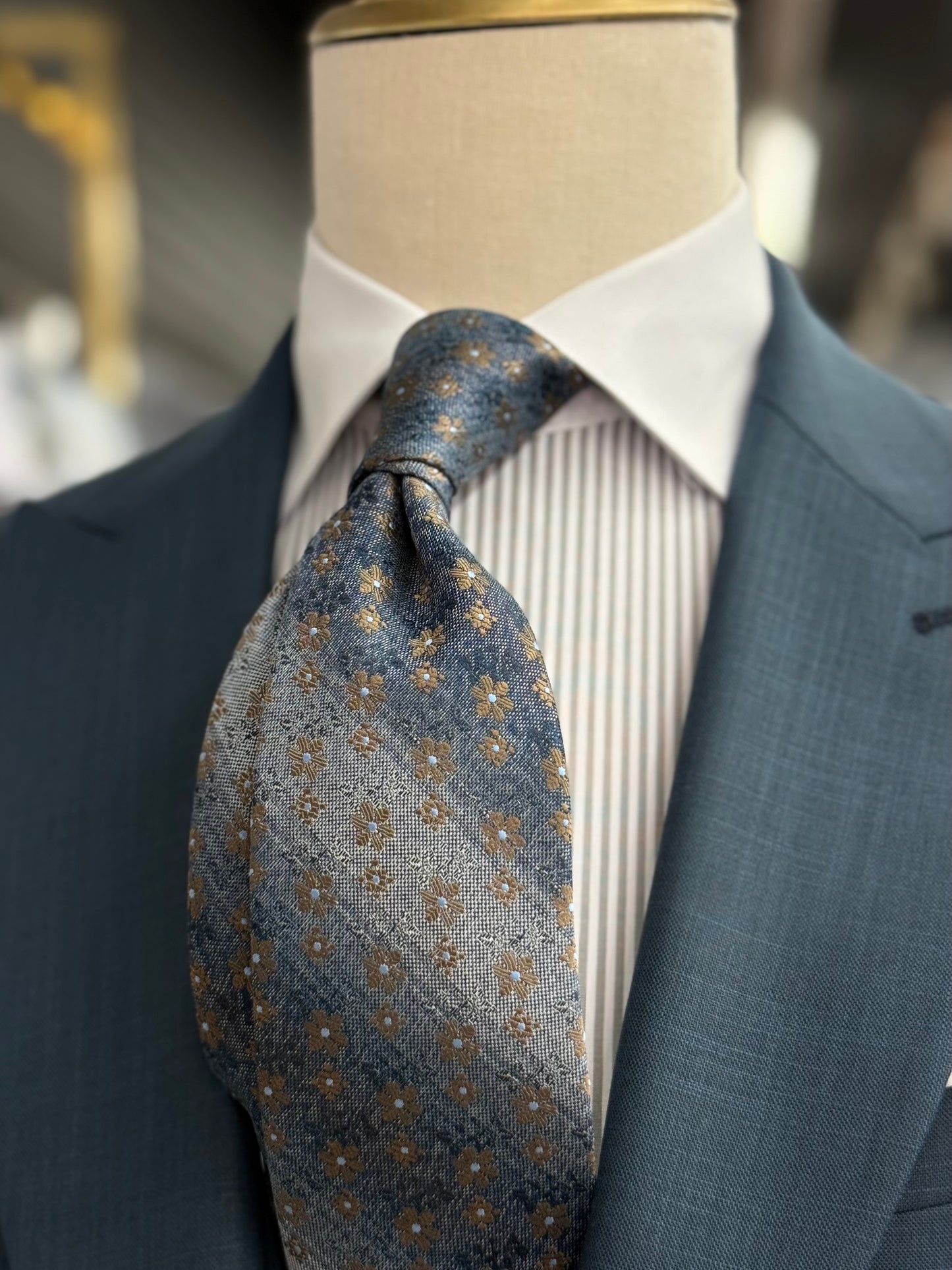 Necktie Aqua Teal Gradient Floral