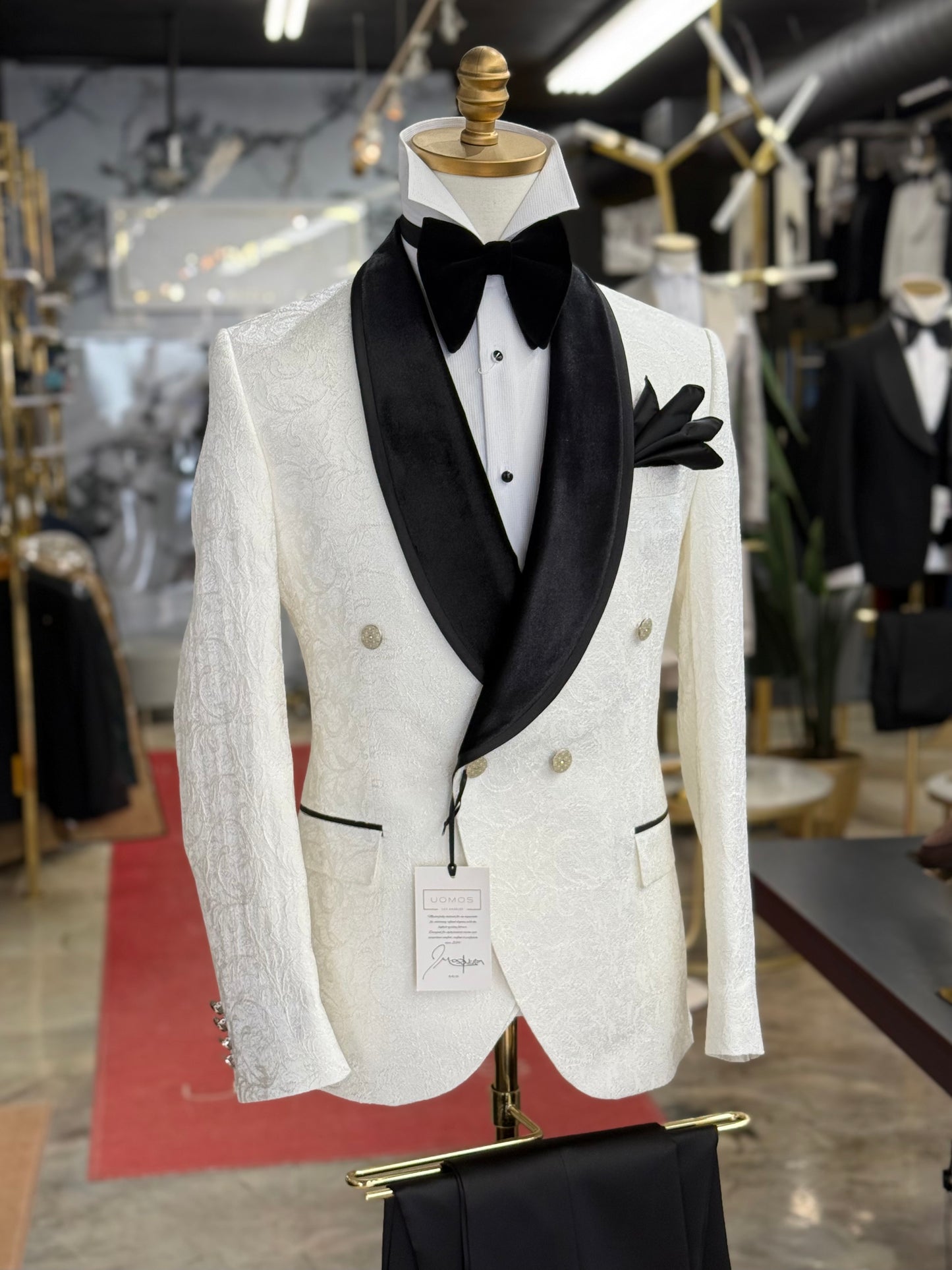 Off White Ivory Shawl Lapel Velvet Edition
