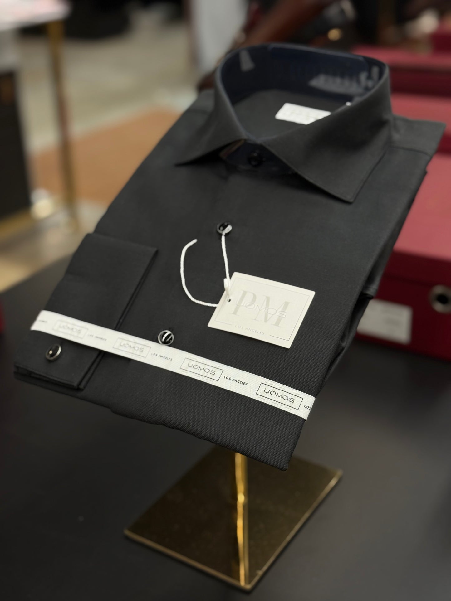 Tuxedo Black pique cotton tuxedo shirt slim fit