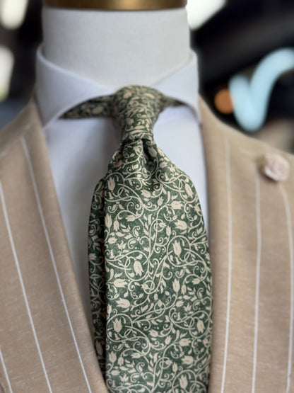 Necktie Floral Green & Vanilla