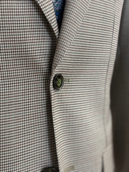 Sage Olive Green Micro Houndstooth Wide Notch Lapel Two Pieces Suit