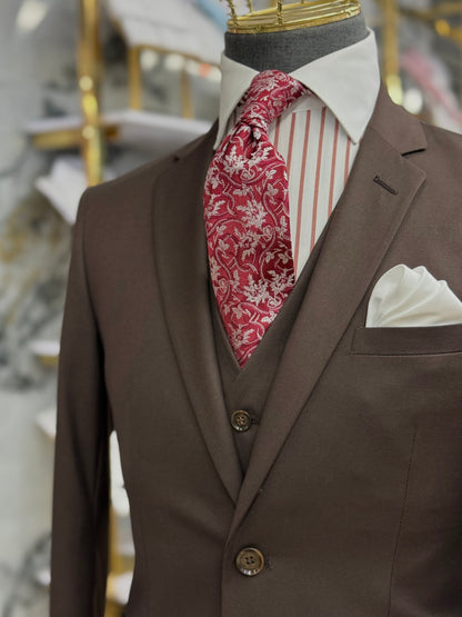 Essential Chocolate Brown Three-Pieces Suit