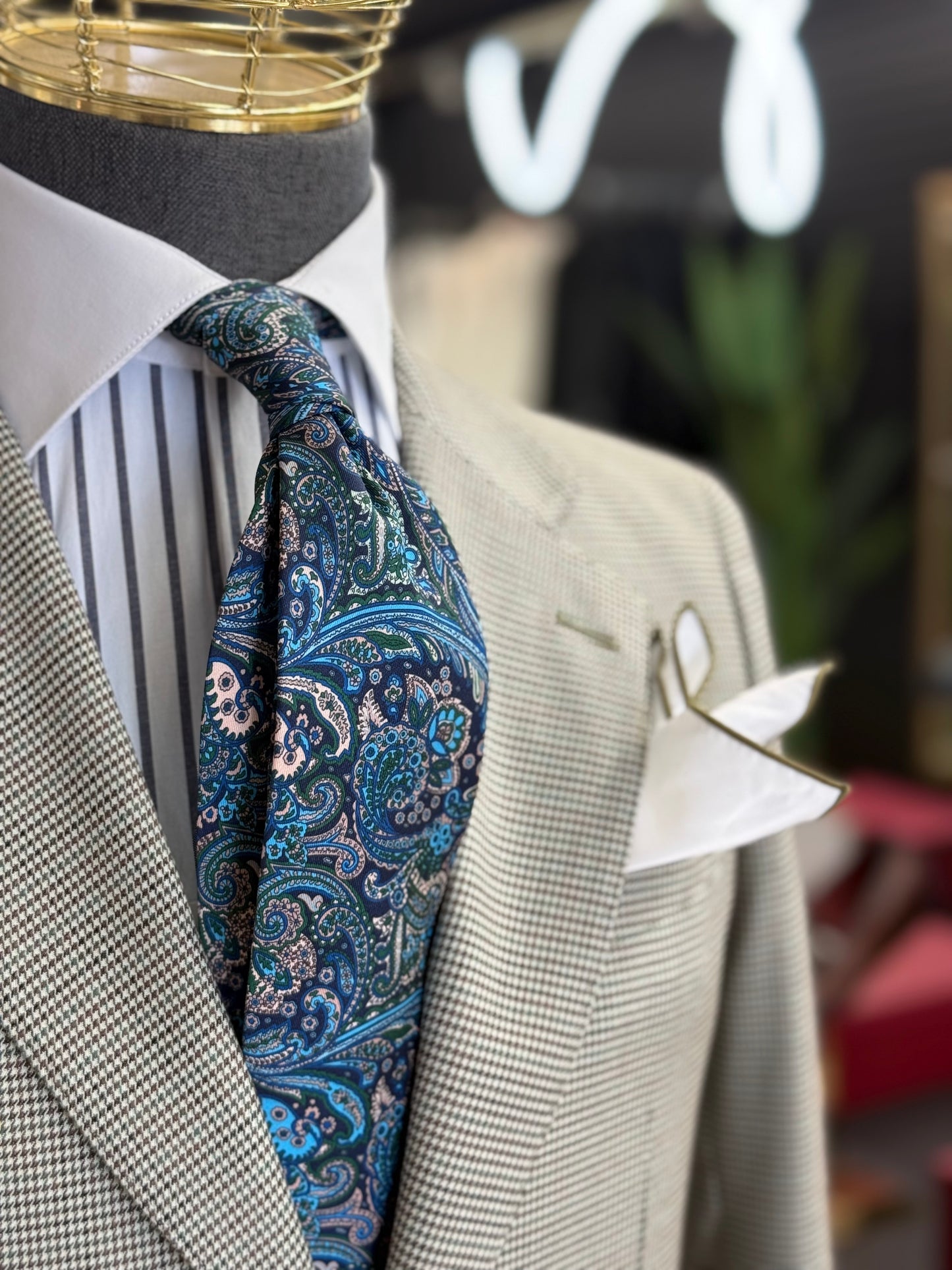 Necktie Paisley Blue and Green