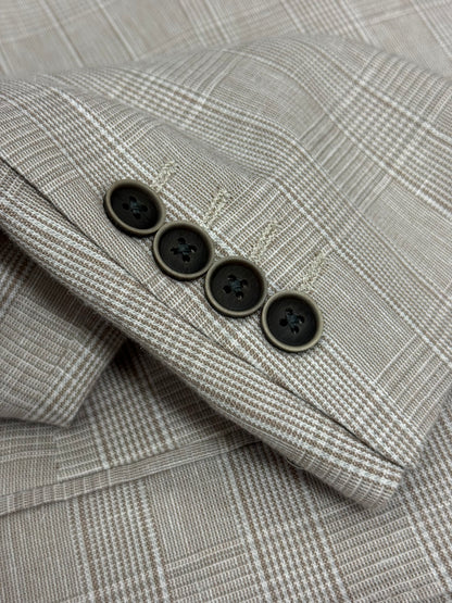 Light Tan Glen Plaid Super 150’s Wool Suit Notch Lapel