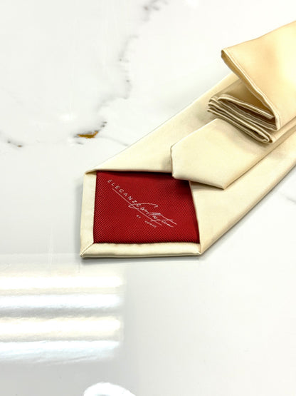 Angora Vanilla Ivory Tie & Pocket Square Set