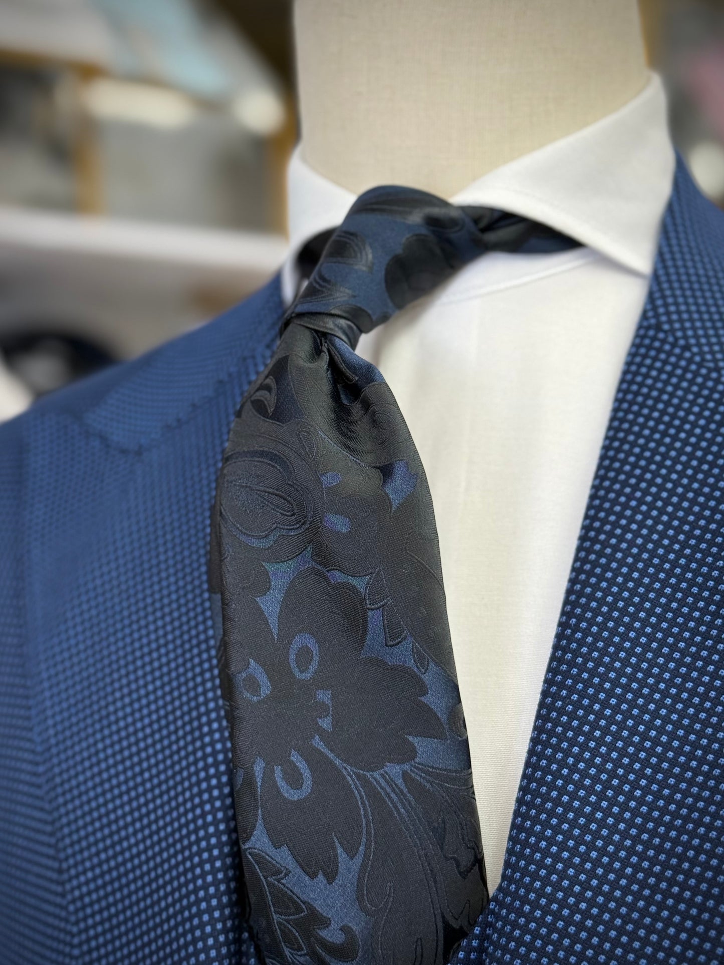 Necktie Midnight Blue & Black Floral