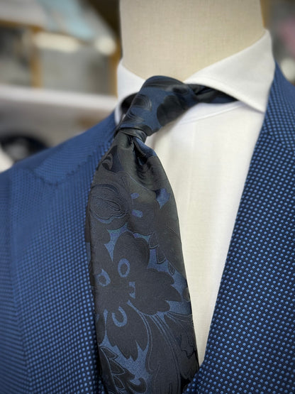 Necktie Midnight Blue & Black Floral