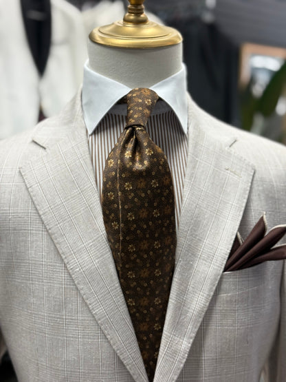 Necktie Floral Brown & Gold