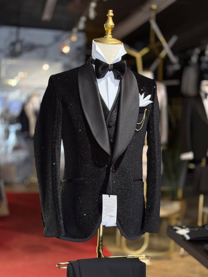 Sparkle Velvet SHAWL LAPEL Black Tie Tuxedo