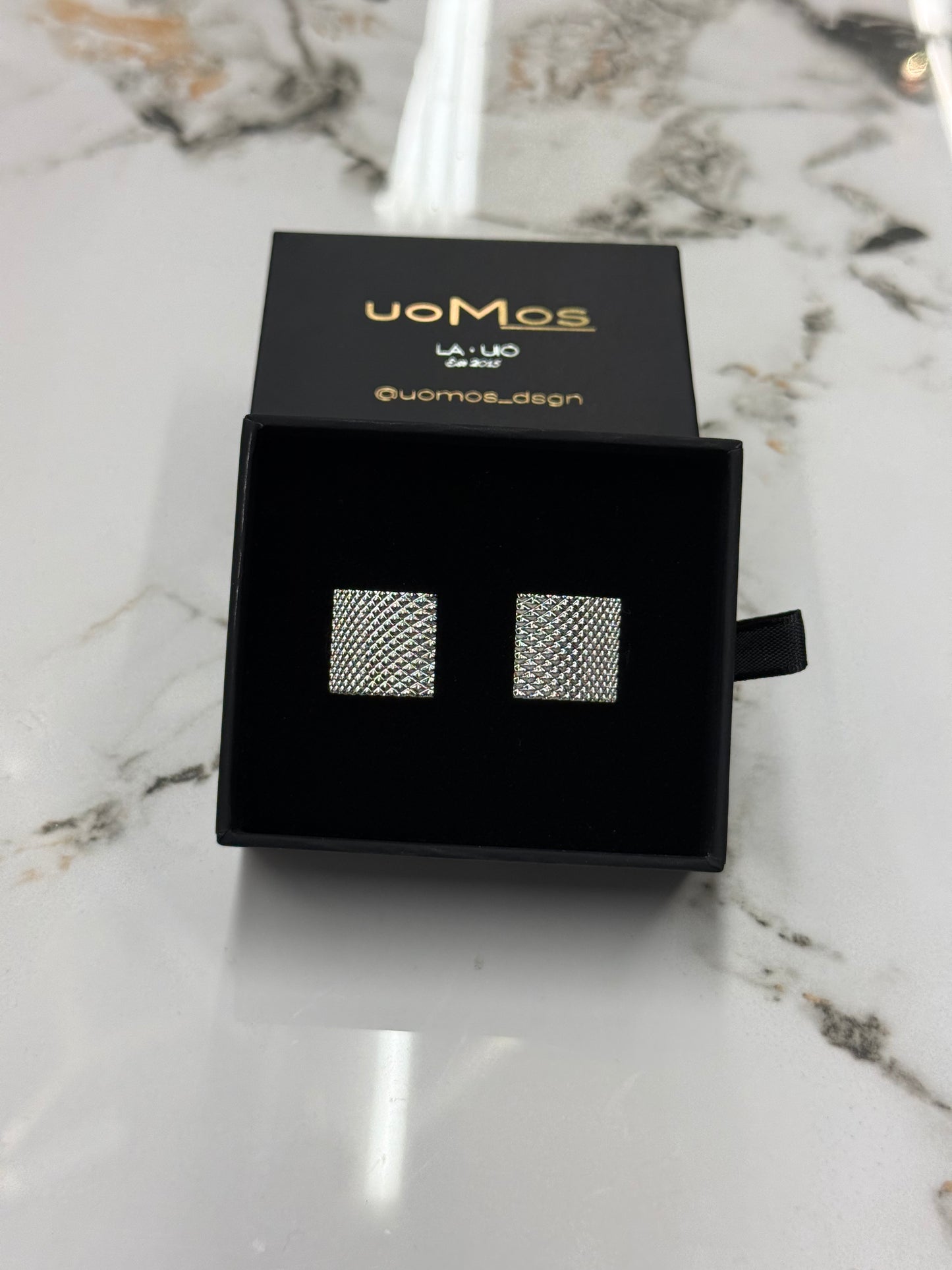 Silver Crosshatch Square Cufflinks
