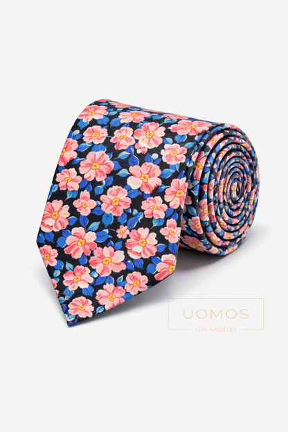 Necktie Floral Pink & Black