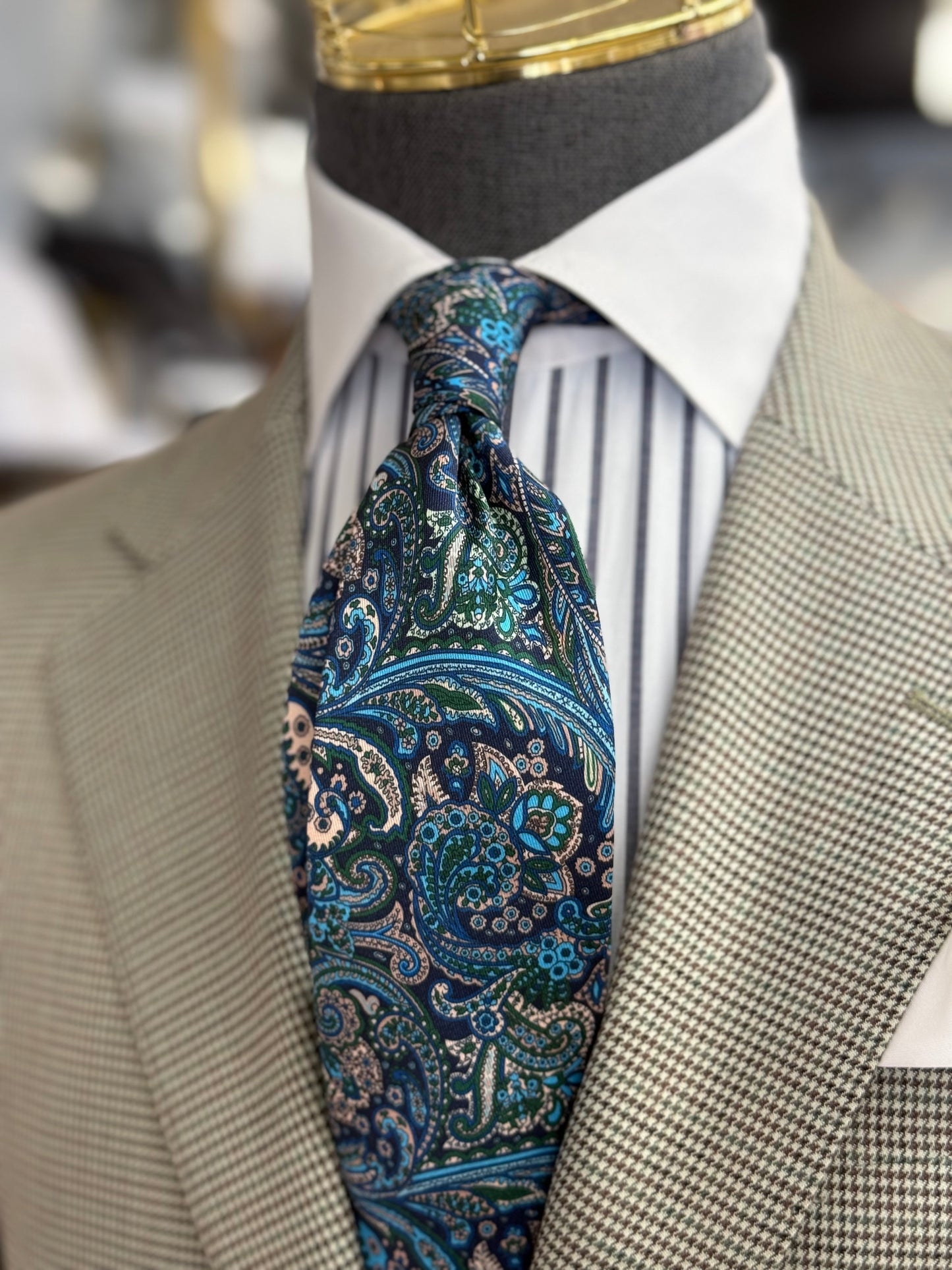 Necktie Paisley Blue and Green