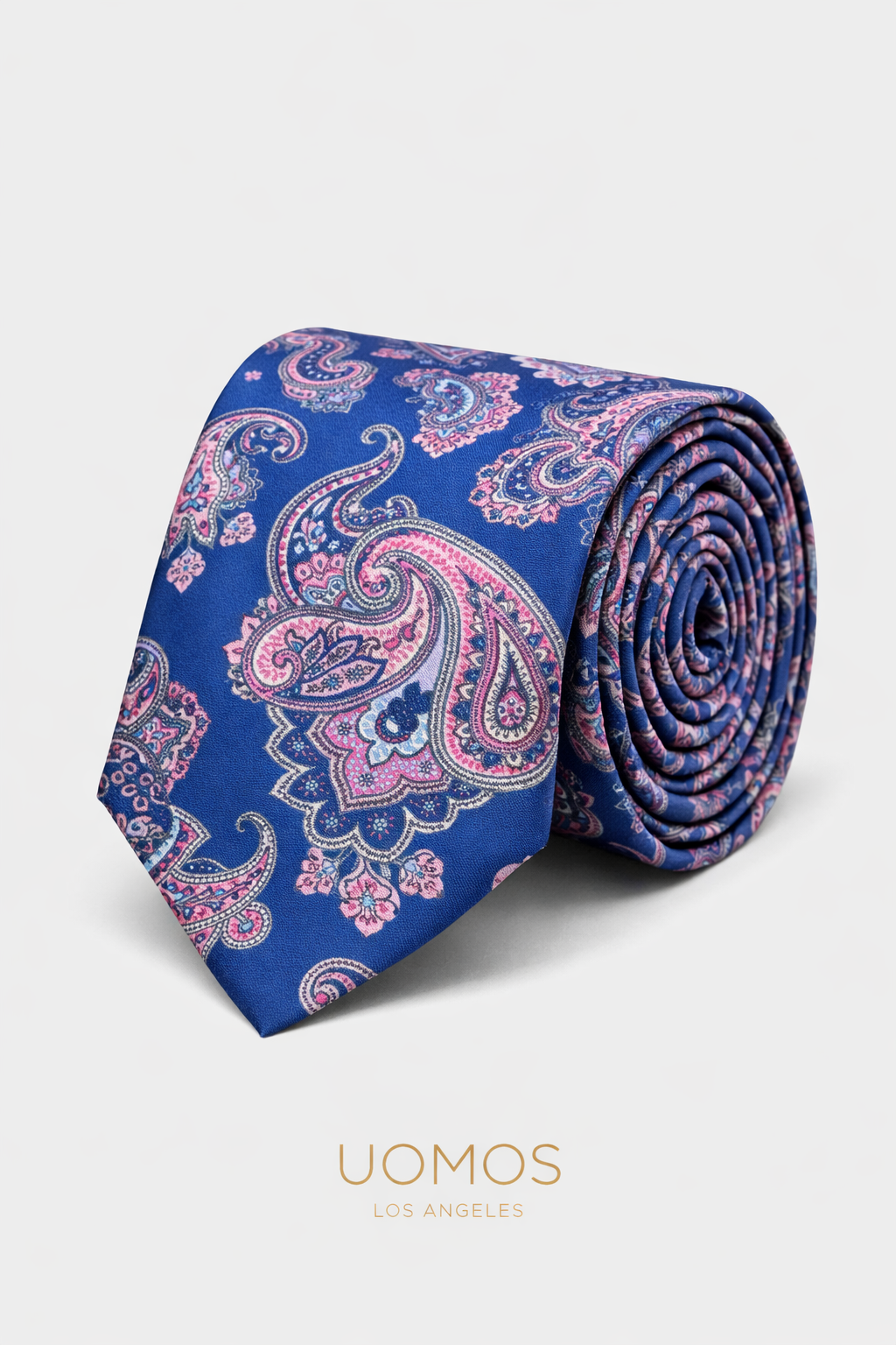 Necktie Big Paisley Royal Blue & Pink