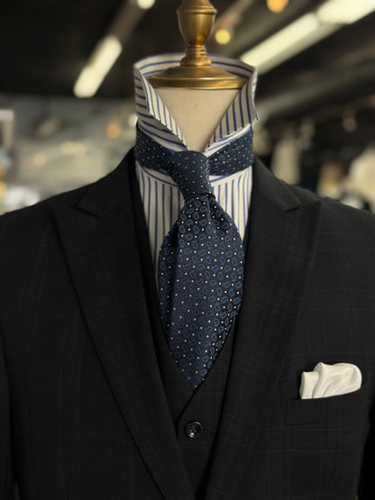 Necktie Small Paisley Dotted Navy