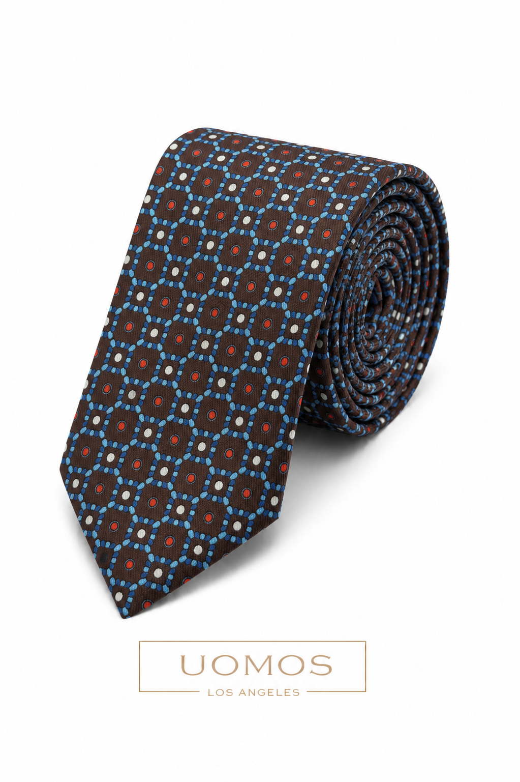 Necktie Brown & Blue Mosaic Geometric