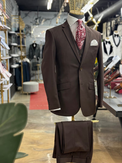 Essential Chocolate Brown Three-Pieces Suit