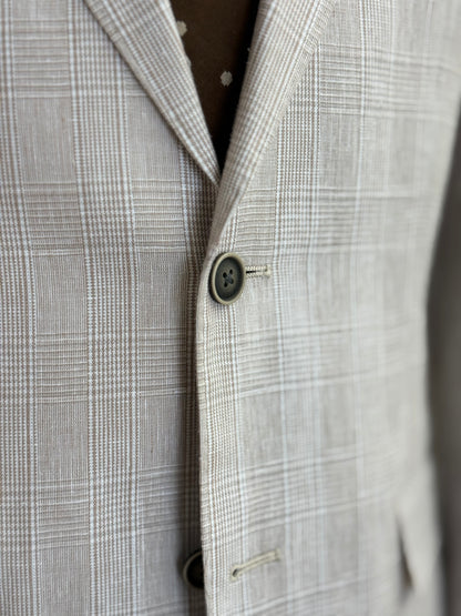 Light Tan Glen Plaid Super 150’s Wool Suit Notch Lapel