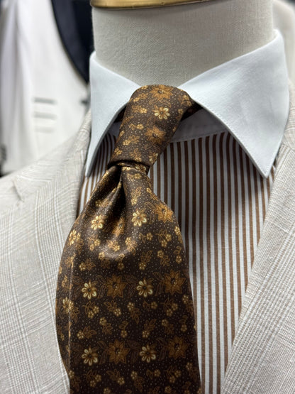 Necktie Floral Brown & Gold