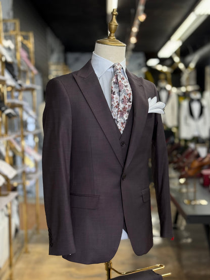 Espresso Plum Peak Lapel Suit
