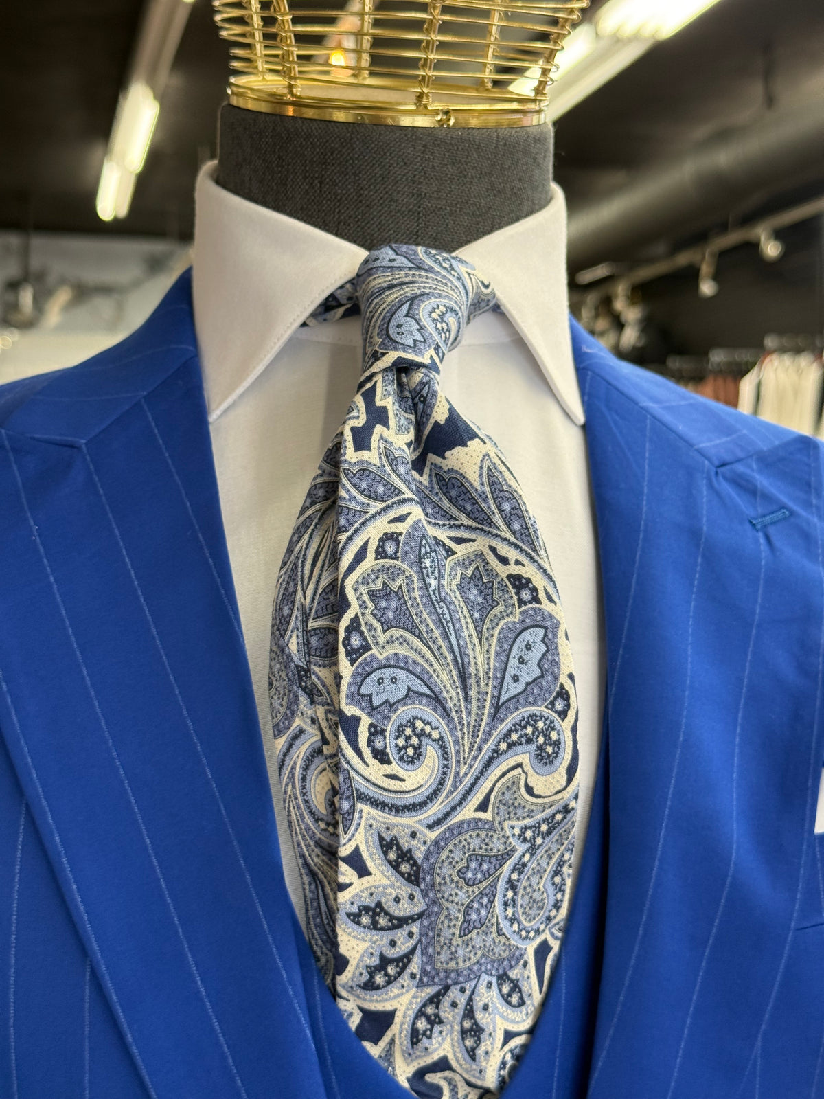 Necktie Cobalt Blue Big Paisley