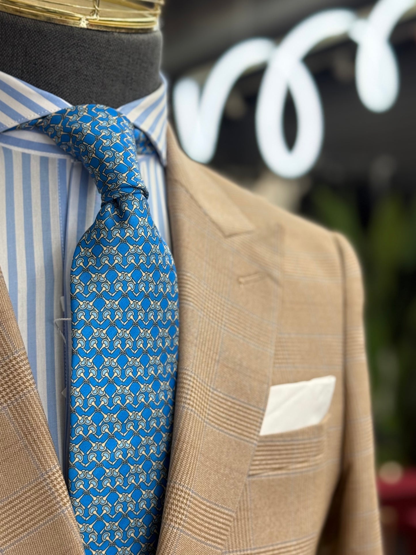 Necktie Horsebit L Blue & Gold
