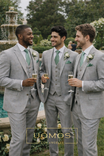 Laurel Eucalyptus Green Tie & Pocket Square Set