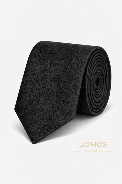 Necktie Paisley Black Textured