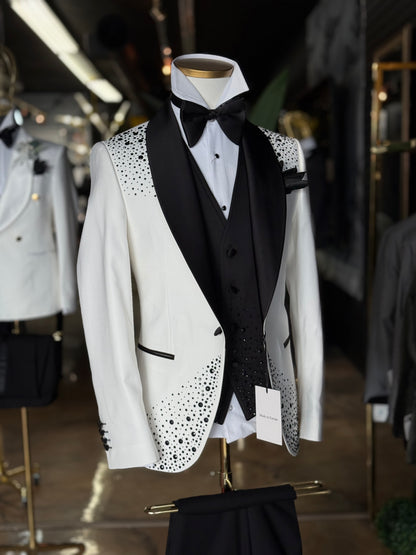 Black Glitter Shawl Lapel Tuxedo – Luxury 3 Piece