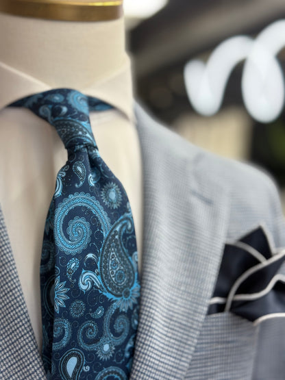 Necktie Bold Paisley Navy & Turquoise