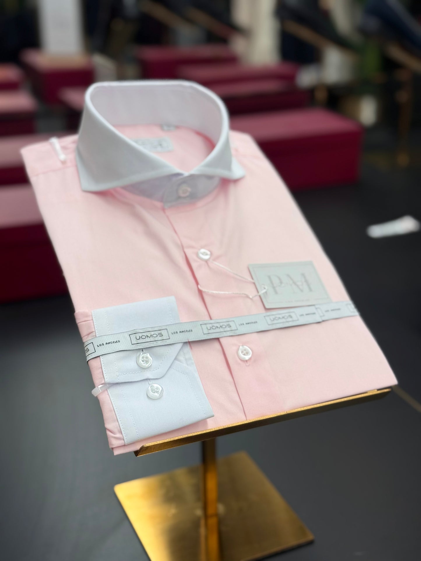 Soft Coral & White Cutaway Collar and Cuffs Poplin