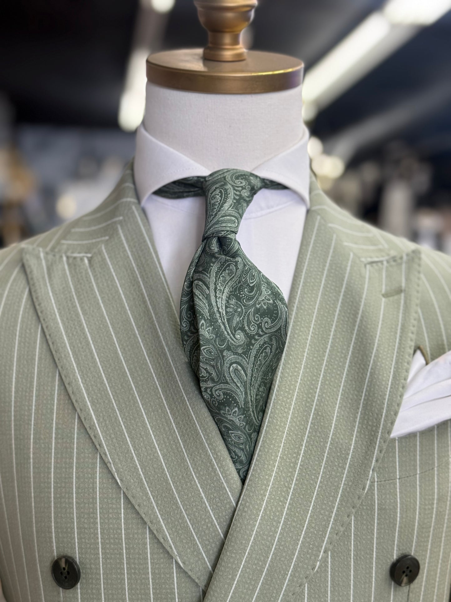 Necktie Green Paisley