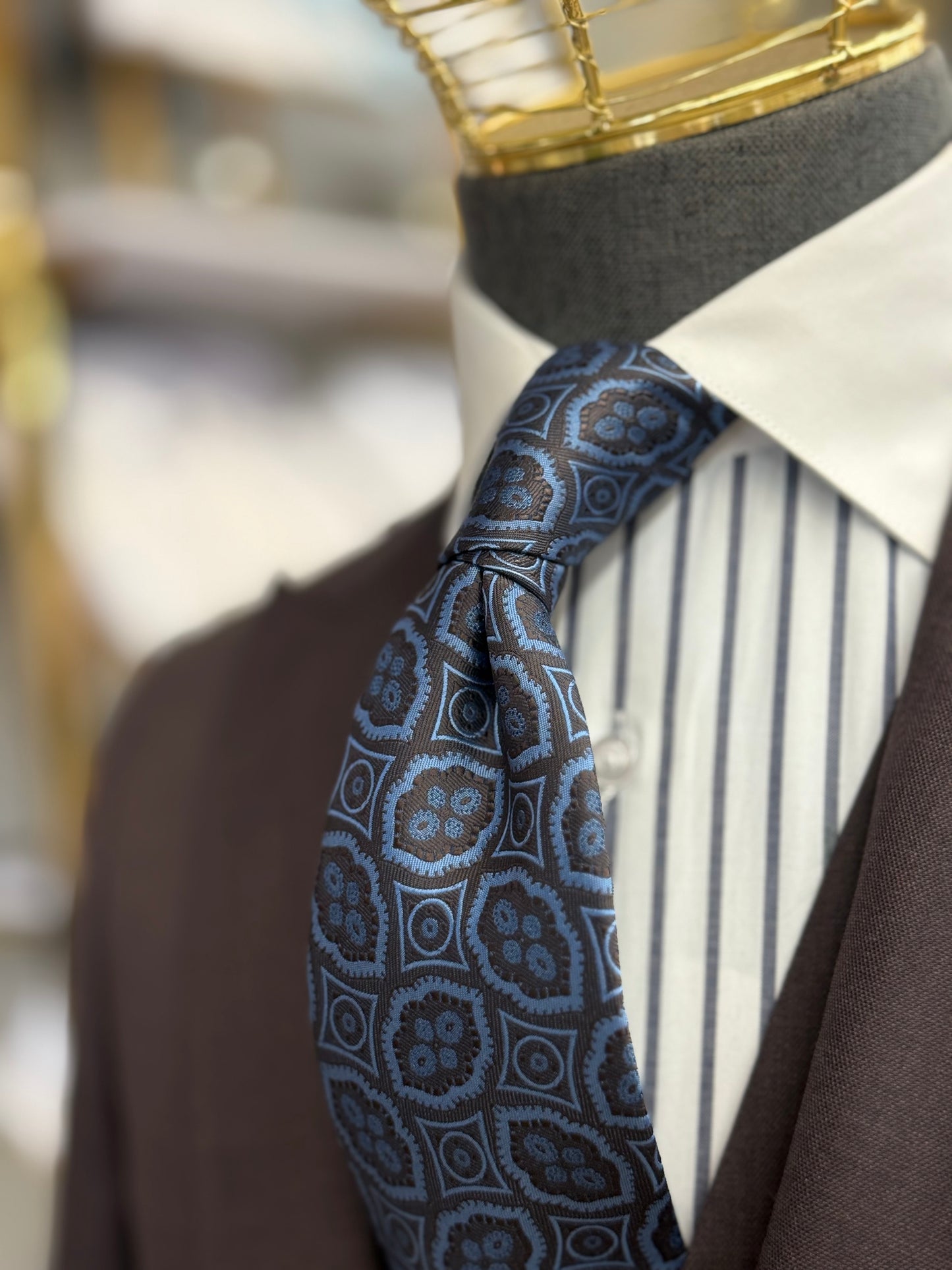 Necktie Azure Mosaic Espresso Plum & Powder Blue