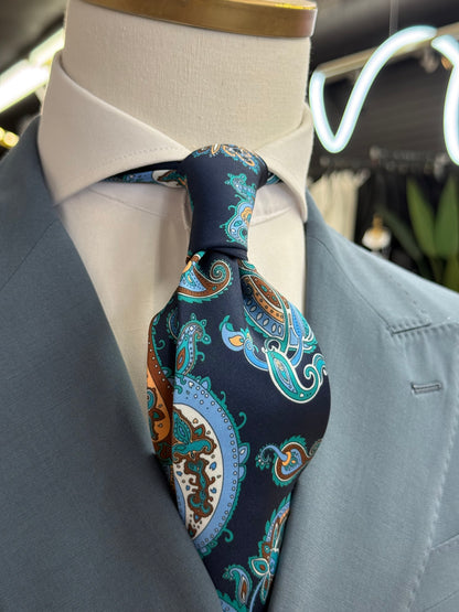 Necktie Big Paisley Navy & Teal