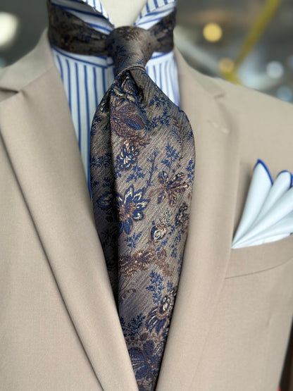 Necktie Bronze Floral and navy