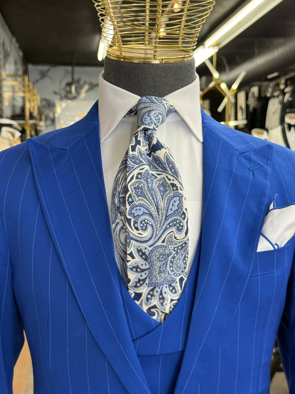 Necktie Cobalt Blue Big Paisley
