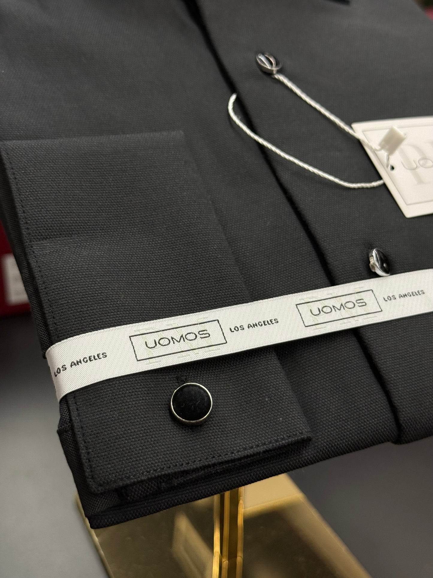 Tuxedo Black pique cotton tuxedo shirt slim fit